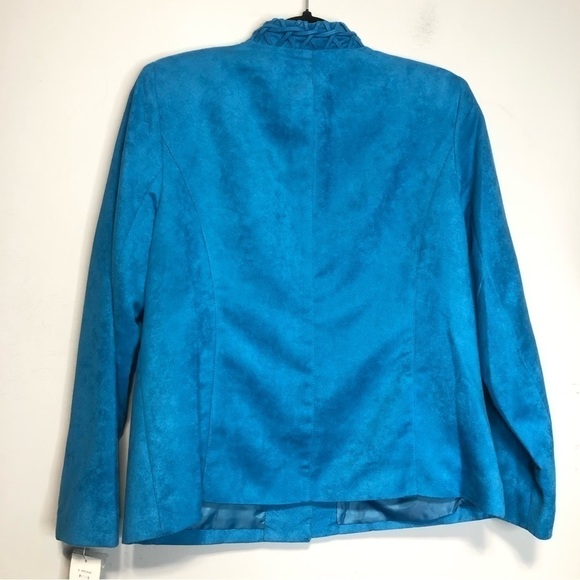NWT Tanjay Bright Blue Faux Suede Blazer Jacket, size 8P - Picture 4 of 10